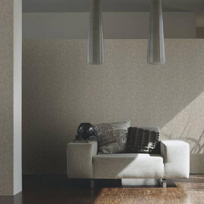 Versace Floral Garland Wallpaper - Silver/Grey-1