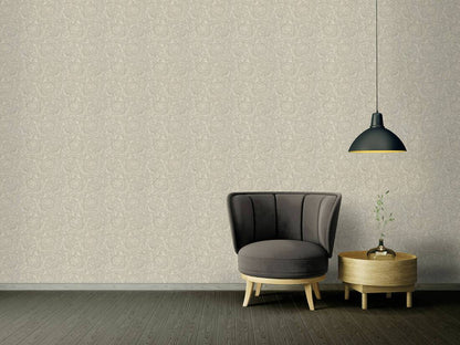 Versace Floral Garland Wallpaper - Silver/Grey-1