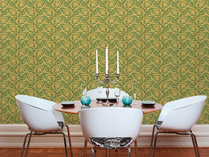 Versace Floral Garland Wallpaper - Green/Gold