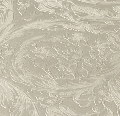 Versace Floral Garland Wallpaper - Silver/Grey-1