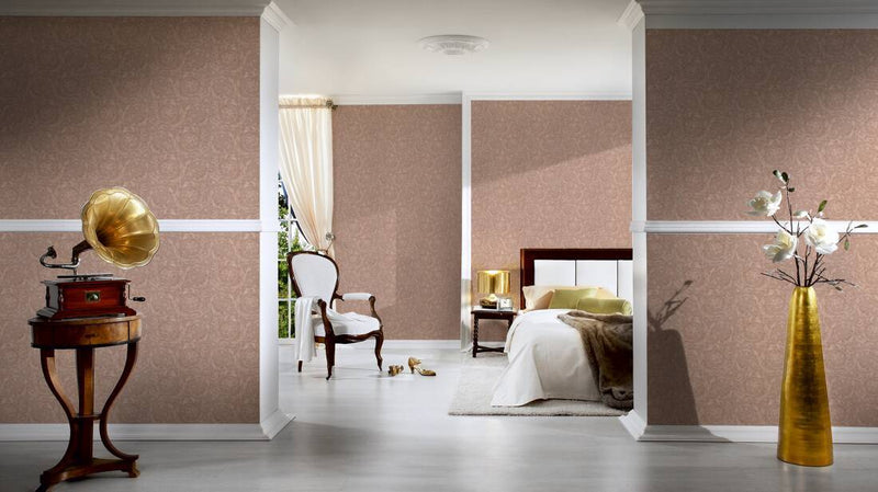 Versace Floral Garland Wallpaper - Copper Pink
