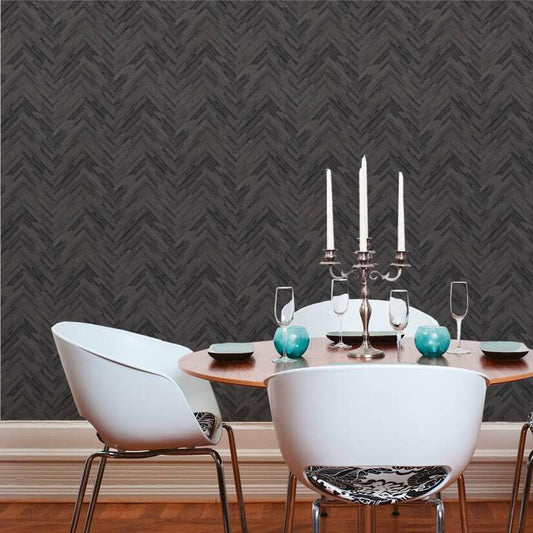Versace Parquet Wallpaper - Grey/Black