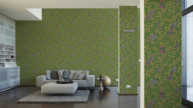 Versace Regal Woodland Wallpaper - Gold - Green