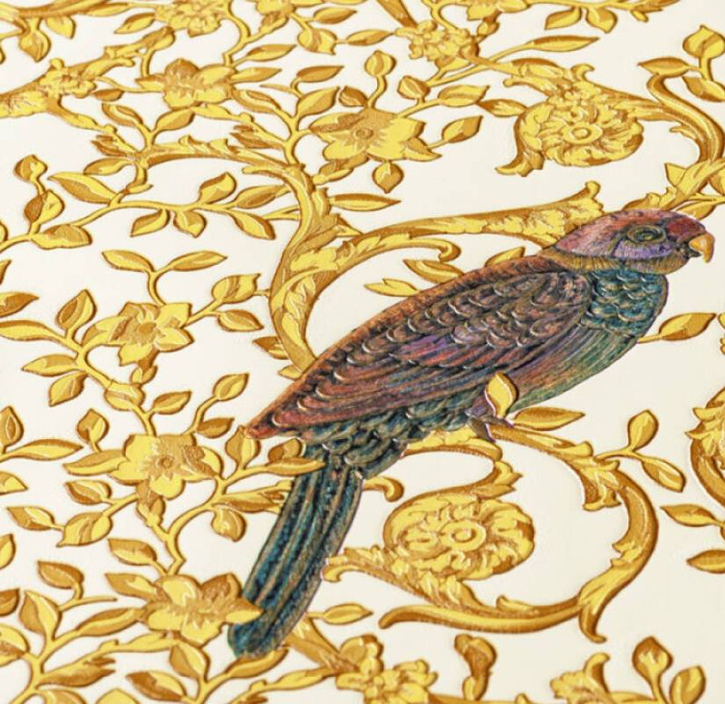 Versace Regal Woodland Wallpaper - Gold - Violet