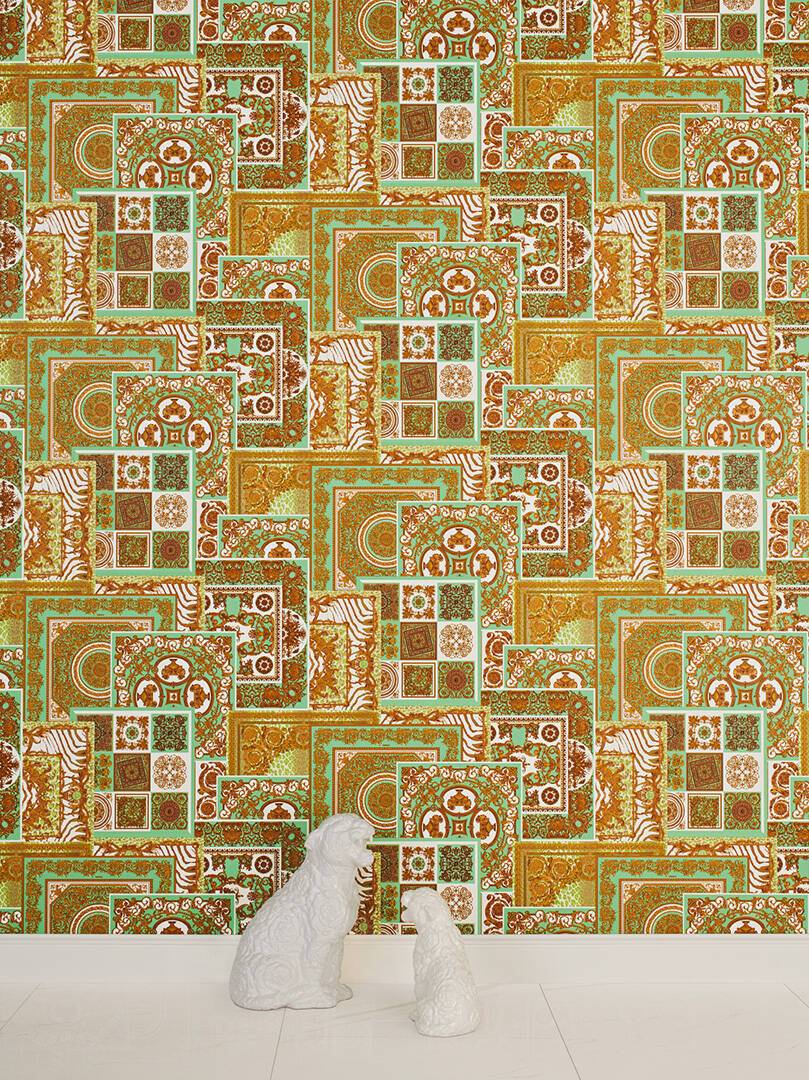 Versace Tapestry Wallpaper - Gold/Green/Brown