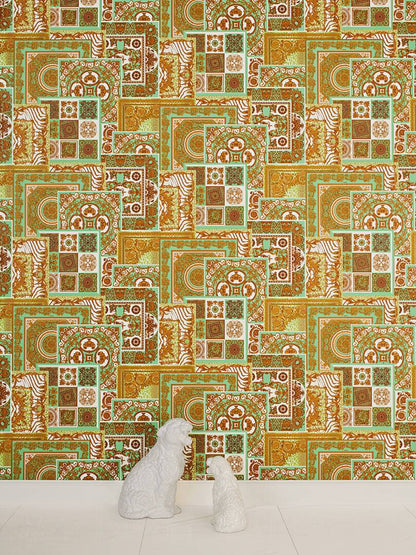Versace Tapestry Wallpaper - Gold/Green/Brown