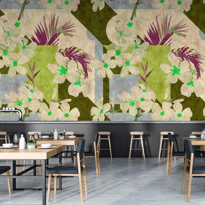 Vintage Bloom - Custom Sized Wallpaper Mural (per m2) - Greens