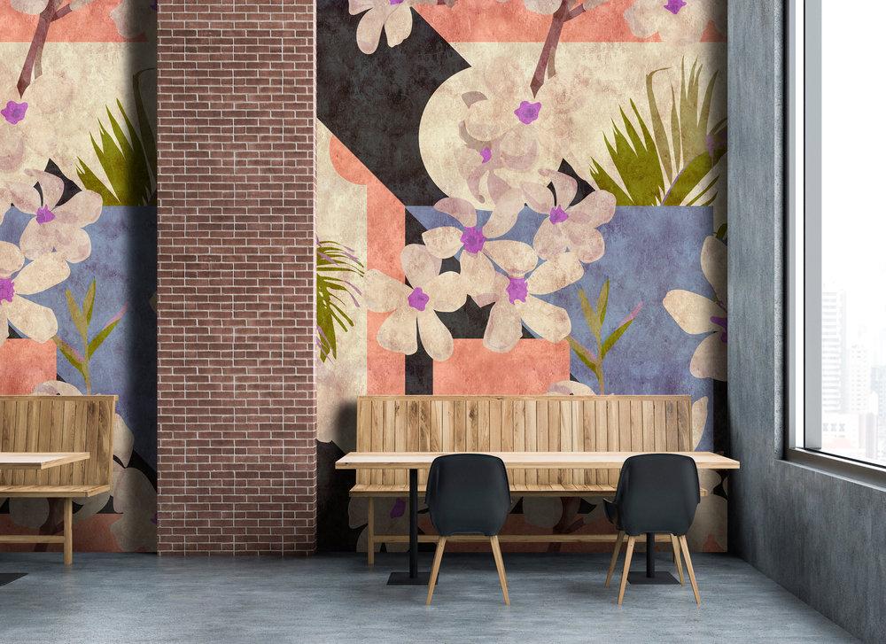 Vintage Bloom - Custom Sized Wallpaper Mural (per m2) - Peach