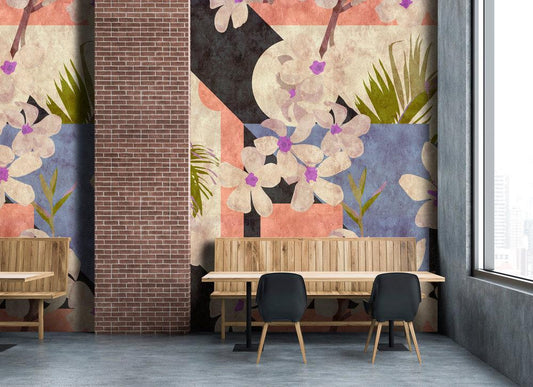 Vintage Bloom - Custom Sized Wallpaper Mural (per m2) - Peach