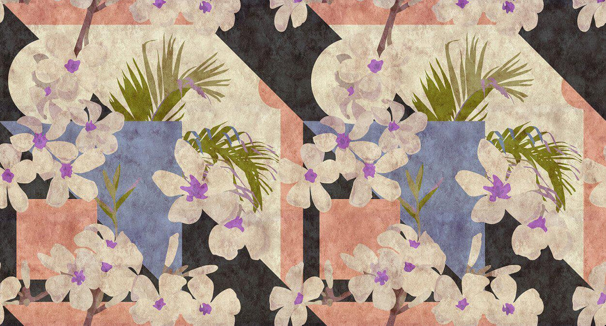Vintage Bloom - Custom Sized Wallpaper Mural (per m2) - Peach