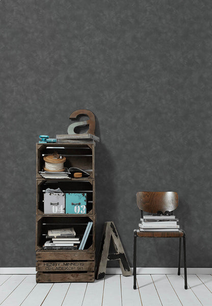 Charred Plaster Vinyl Wallpaper - Charcoal - 43 Rolls Due July