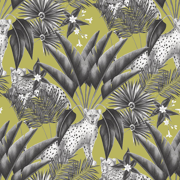 Sample - Jungle Cheetah Wallpaper - Ohpopsi - Lime