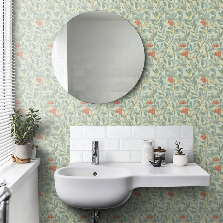 Arbutus by Morris Wallpaper - Blue/Pink