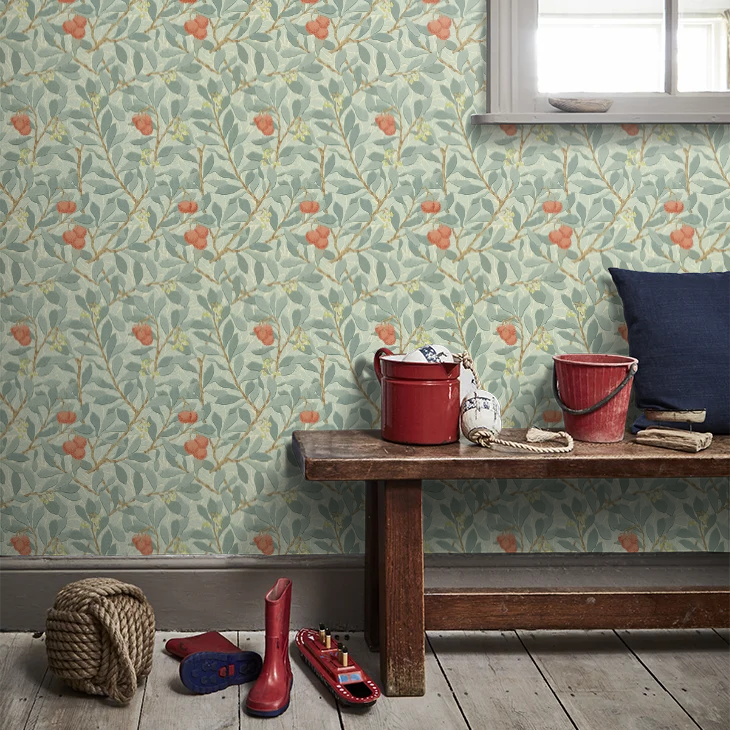 Arbutus by Morris Wallpaper - Blue/Pink