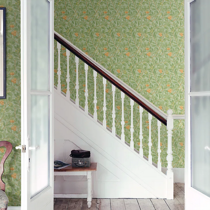 Arbutus by Morris Wallpaper - Green/Terracotta
