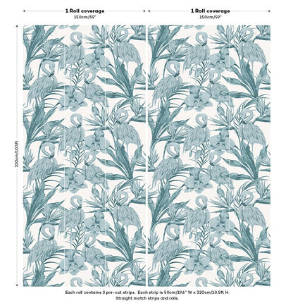 Tropical Shore Flamingo Hybrid Mural - Blue