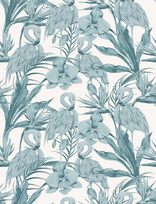 Sample - Tropical Shore Flamingo Hybrid Mural - Blue