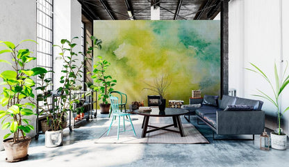 Watercolours - Custom Sized Wallpaper Mural (per m2) - Green