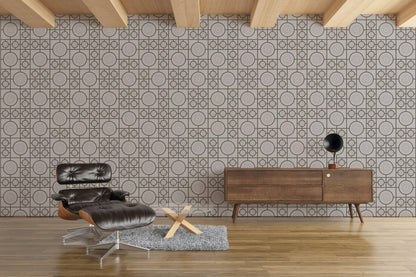 Retro Lino Wallpaper - Grey - Thick Lines