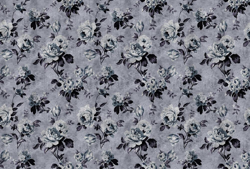 Wild Rose - Custom Sized Wallpaper Mural (per m2) - Blue