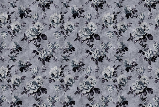 Wild Rose - Custom Sized Wallpaper Mural (per m2) - Blue