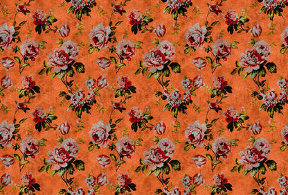Wild Rose - Custom Sized Wallpaper Mural (per m2) - Orange