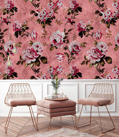 Wild Rose - Custom Sized Wallpaper Mural (per m2) - Pink/Red