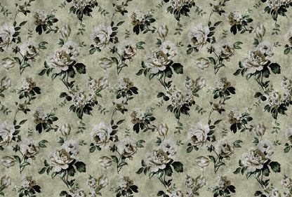 Wild Rose - Custom Sized Wallpaper Mural (per m2) - Green