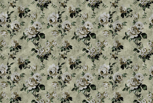 Wild Rose - Custom Sized Wallpaper Mural (per m2) - Green