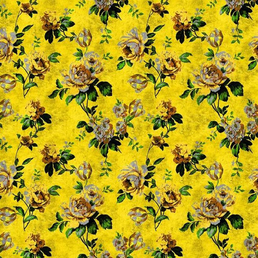 Wild Rose - Custom Sized Wallpaper Mural (per m2) - Yellow