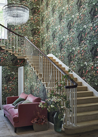 Woodland Wallpaper - Coral/Olive/Charcoal