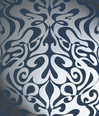 Woodstock Wallpaper - Silver Foil/Black