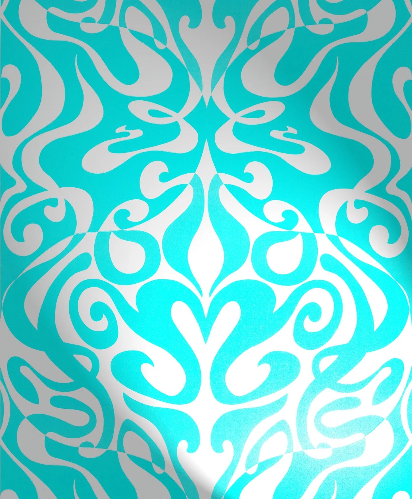 Woodstock Wallpaper - Aqua/Metallic Silver