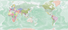 World Map NZ Centered - Green - Custom Sized Wallpaper Mural (per m2)