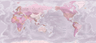 World Map NZ Centered - Pink - Custom Sized Wallpaper Mural