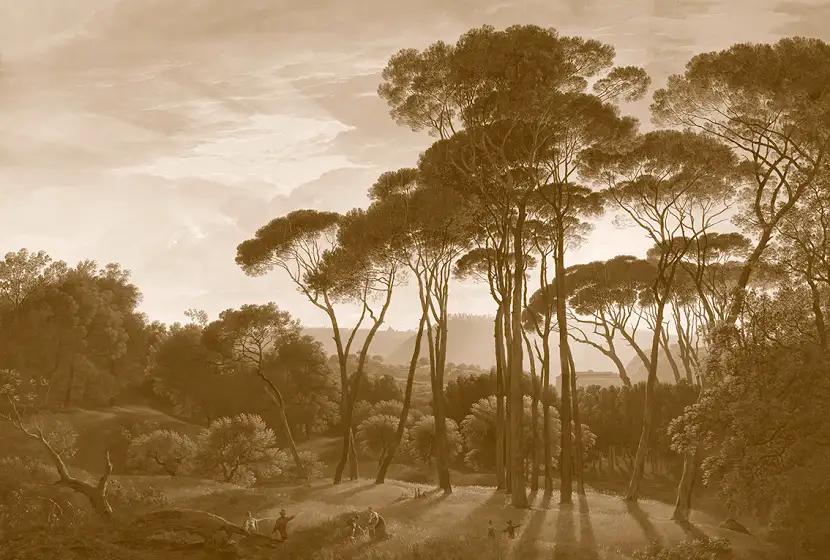 Italian Landscape - Custom Sized Wallpaper Mural (per m2) - Monotone
