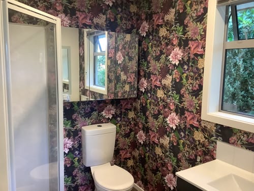 Beautiful wallpaper that was great to hang (we did it ourselves)