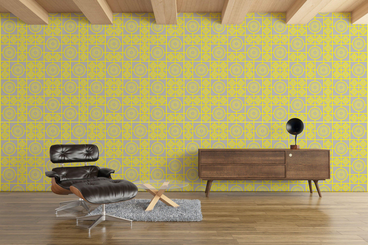 Retro Lino Wallpaper - Yellow Tinge