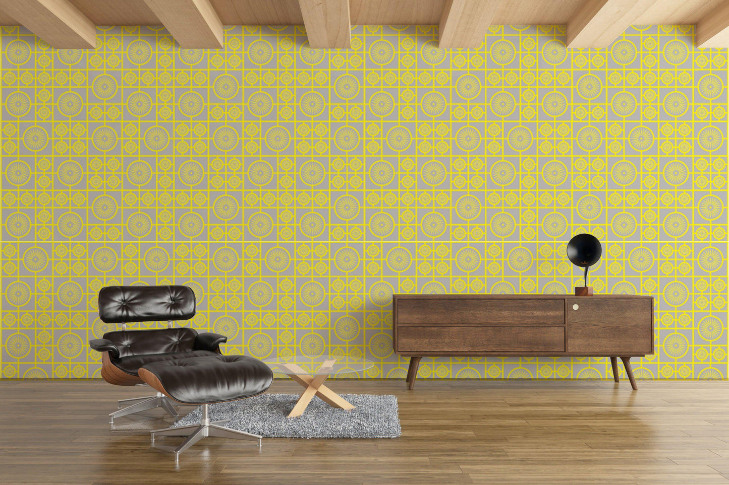 Retro Lino Wallpaper - Yellow Tinge