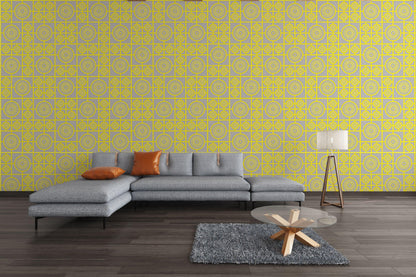 Retro Lino Wallpaper - Yellow Tinge