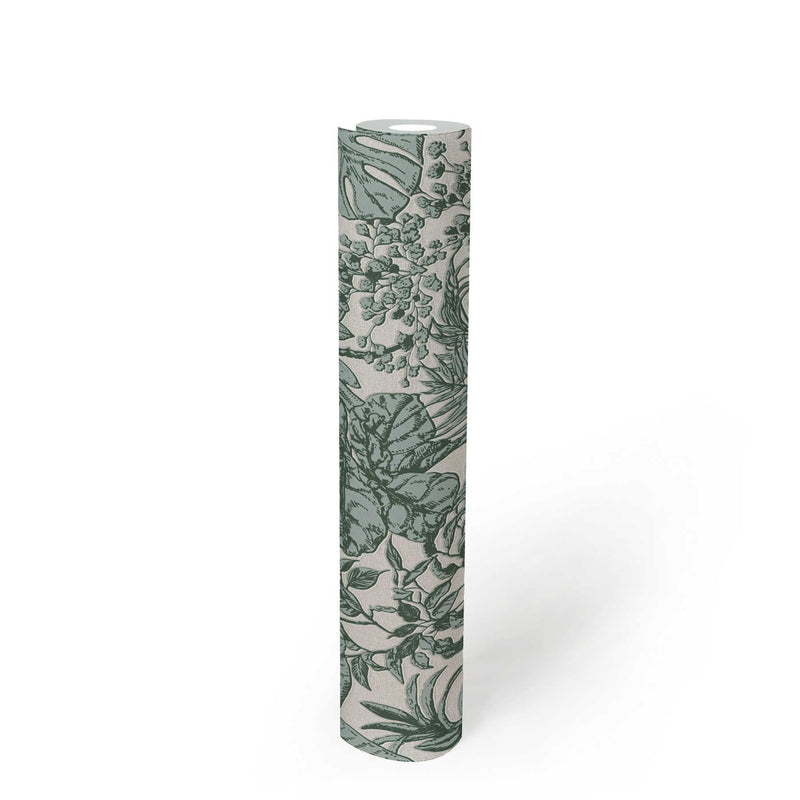 Leafy Dreams, monstera and ferns Wallpaper - Green