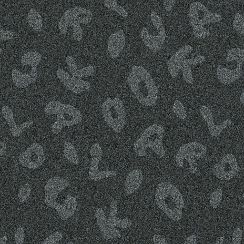 Leopard Alphabet Wallpaper - Charcoal - Discontinuing