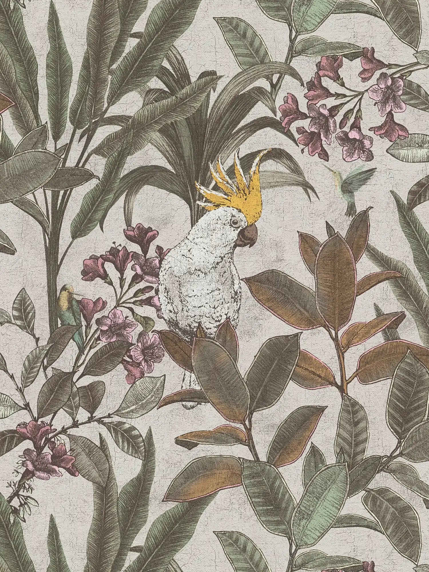 Cockatoo Jungle Wallpaper - Cream