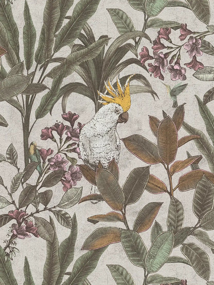 Cockatoo Jungle Wallpaper - Cream