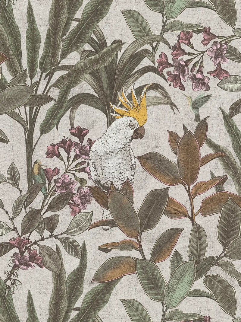 Cockatoo Jungle Wallpaper - Cream