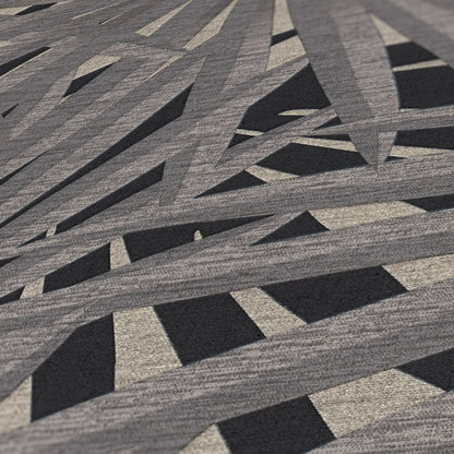 Marrakech Palms Wallpaper - Grey/Metallic Silver/Black
