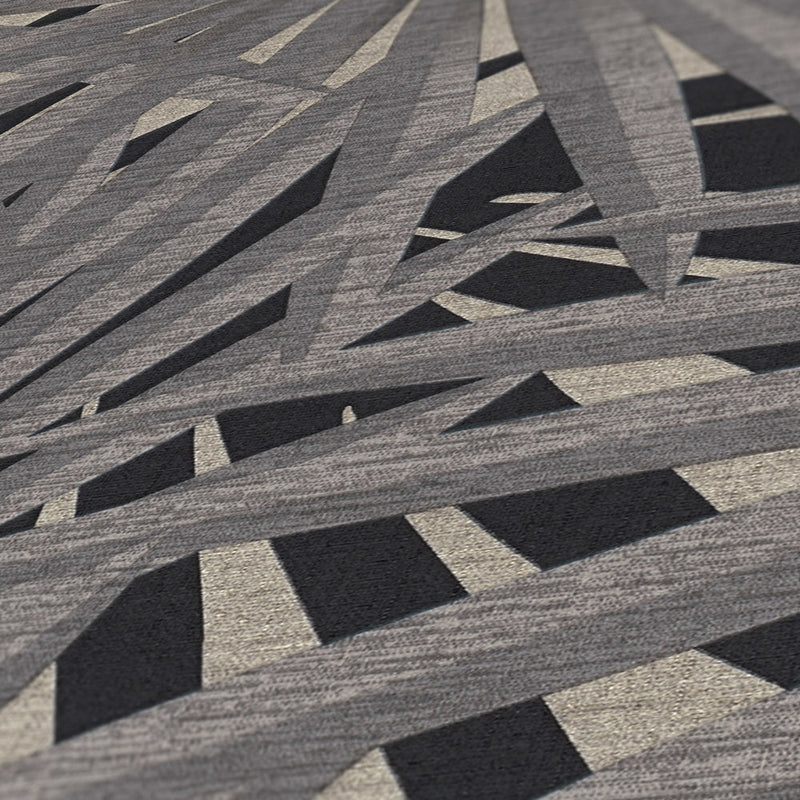 A4 Sample Marrakech Palms Wallpaper - Grey/Metallic/Black