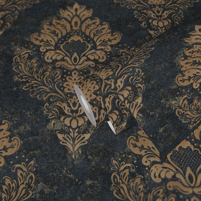St. Petersberg Baroque Wallpaper - Navy