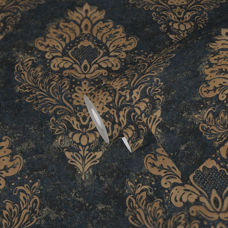 St. Petersberg Baroque Wallpaper - Blue + Gold