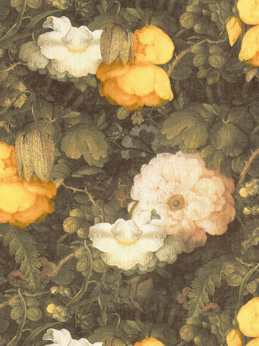 Sample - Dutch Floral Wallpaper - Yellow